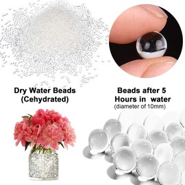 GRANDAN 120,000PCS Water Beads Clear, Water Gel Jelly Beads for Vase Fillers, Floating Candles, Wedding Centerpiece, Christmas Decoration, Floral Arrangement, Aquatic Plant Container