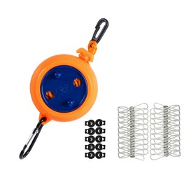 Retractable Camping Clothesline, Adjustable Travel Laundry Rope, Heavy Duty Washing Line with 20 Clothespins & 10 Stoppers for Indoor/Outdoor, Camping, Travel, Courtyard, 33ft (Orange 26ft)