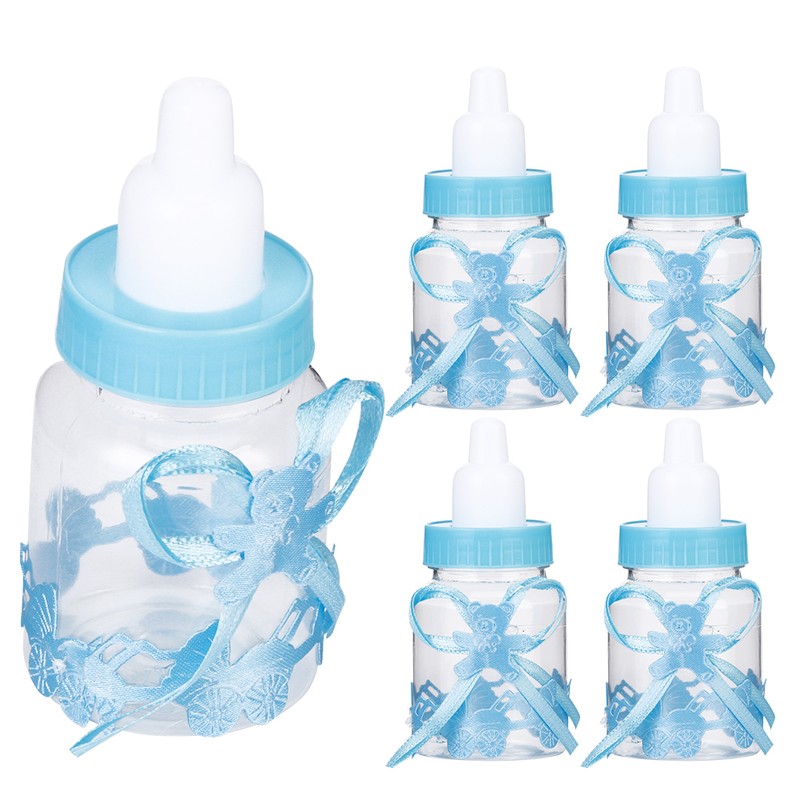 24pcs Lovely Plastic Milk Bottle Candy Box Fillable Bottle Baby