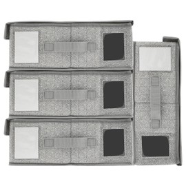 TKSDWBLTY 4 Pcs Bed Sheet Organizers and Storage Foldable Sheet Set Organizer with Window and Label Portable Bed Sheet Organizer with Handle Space Saving Bedding Organizer Storage for Closet Bedroom