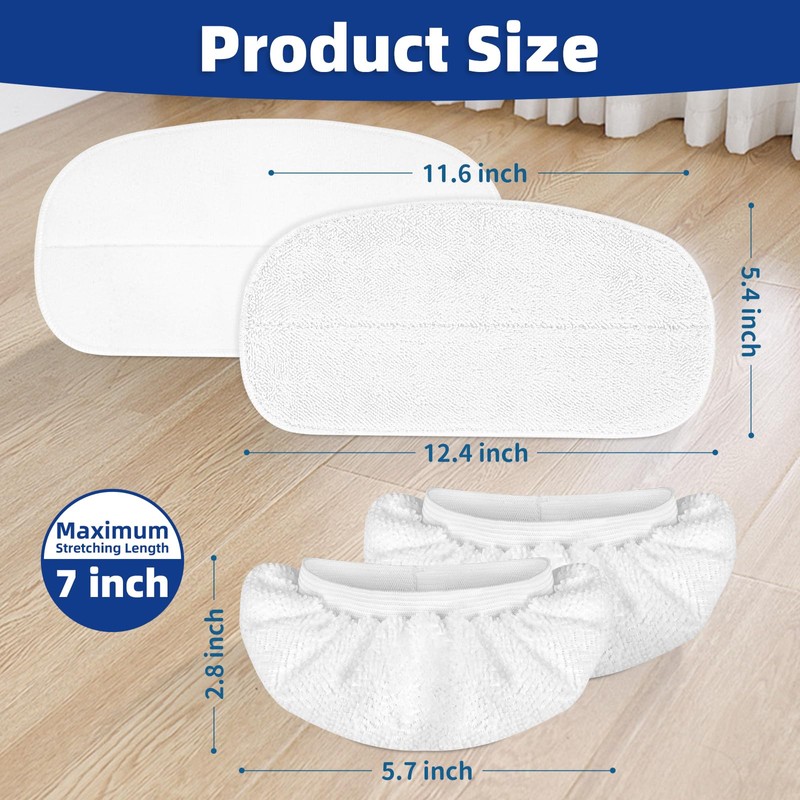 LOVECO 4 Pack Steam Mop Pads + 4 Microfiber Small