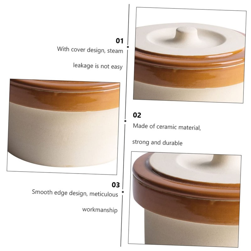 GRIRIW Egg Steamed Bowl Ceramic Stew Pot Lid Included for