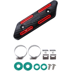 UB-Lab. Motorcycle Universal Muffler Heat Guard Motorcycle Stainless Steel Heat Resistant Cover Carbon Style Shield Silencer Protector Red