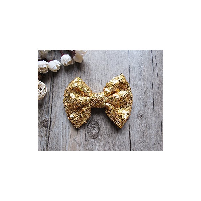 PrettyBoutique 4 Inches Girls Sequin Glitter Sparkle Hair Bow Clip