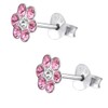 Crystal Flower Stud Earrings 925 Sterling Silver Children Girls, Silver