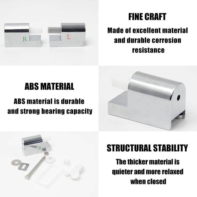 Toilet Seat Hinges Replacement Set, Metal Alloy, Soft Close, Universal