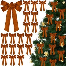 Knitgrip 12 Pcs Velvet Christmas Wreath Bow 9 x 13 Inch Christmas Bows for Wreath Decorations Large Bow Decor Bow Decorations Xmas Ornament for Garland Crafts Tree Topper Gifts Indoor Outdoor(Khaki)