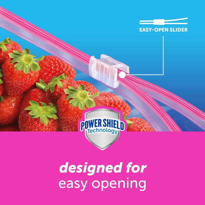 Ziploc Large Food Storage Slider Bags, Power Shield Technology for