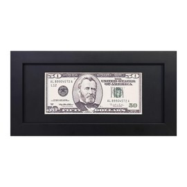 Dollar BillFrame,Money Frame,Black First Dollar Bill Frame,Tabletop Picture Frame,with Black Mat or Without a cushion 4x9 Business License Frame,Solid wood shadow box with glass panels,Hanging type.
