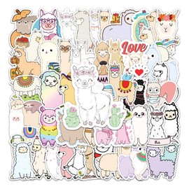 Bric Dodo Pack of 50 Alpaca Stickers Car Laptop Phone Guitar Skateboard Motorcycle Bicycle Lamb Stickers Set Vinyl Waterproof Aesthetic Stickers for Teenagers Children Adults