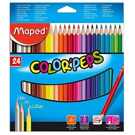 Maped - Color'Peps - Lápices de colores triangulares, 24 piezas, punta 4mm