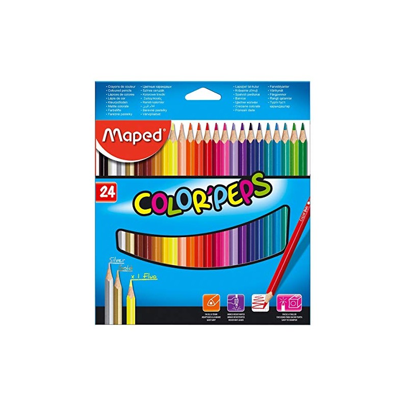 Maped - Color'Peps - Lápices de colores triangulares, 24 piezas,