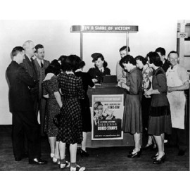 A young woman sells war bonds and stamps WW2 WWII Photo 768