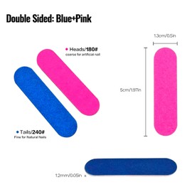 100 Pcs Mini Nail File Disposable Professional Nail File Nail File Set Care Mini Nail Files Professional Manicure Tools for Home and Salon Use 180/240 Grit (100Pcs Blue Pink)