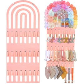 POVETIRE Headband Holder Hair Bows Organizer for Girls, Pink Rainbow Hair Clip Storage Hanger Hair Accessories Display For Baby Girl Toddler Nursery Room Decor