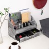 Rustic Wooden Office Desk Organizer 5 Compartment with 2 Drawer