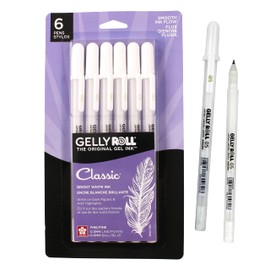 Sakura Gelly Roll Gel Pens - Fine Tip Ink Pens for Journaling, Art, or Drawing - Classic White Ink - All Are Tip Size Fine 05-6 Pack