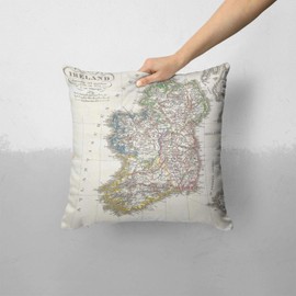 iiRov The Vintage Ireland Map - Custom Decorative Home Decor Indoor or Outdoor Throw Pillow Cover Plus Cushion Set for Sofa, Bed or Couch (Pillow CASE Cover Plus Cushion)