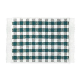 Kitchen Runner, Petrol Chequered, 50 x 75 cm, 100% Cotton, Washable and Robust, Rug for Kitchen, Hallway, Living Room, Indoor and Outdoor Use