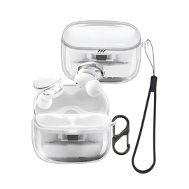 for JBL Tune Buds 2 Case Clear, Transparent TPU Shockproof Protective Cover with Carabiner for JBL Earbuds