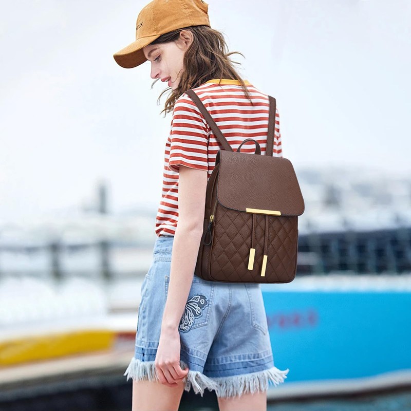 KKXIU Trendy Leather Backpack Purse for Women and Ladies Shoulder
