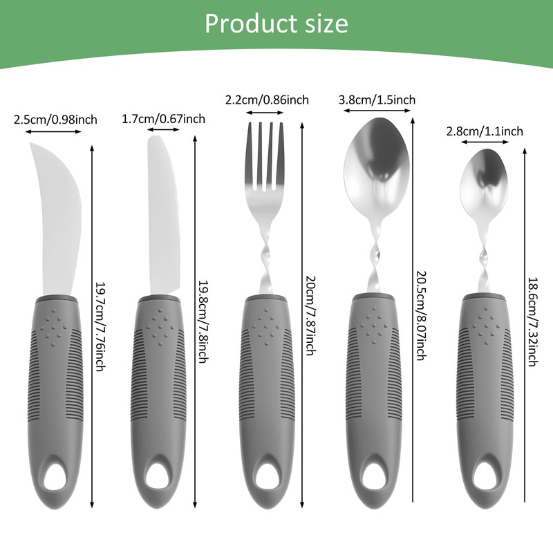 5Pcs Adaptive Utensil Set Stainless Steel Adaptive Cutlery Set Easy