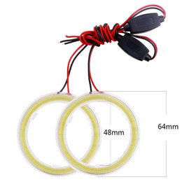 YongMing COB Squid Ring White LED Headlight Fog Lamp 60MM 39 Rows Diffused Cover with Ballast 2pcs
