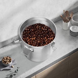 Pinelicorn Stainless Steel Containers With Lid, 1.6Gal Flour Containers Airtight Canister for Kitchen, Coffee Canister, Metal Food Storage Containers w/Locking Clamp (6L)