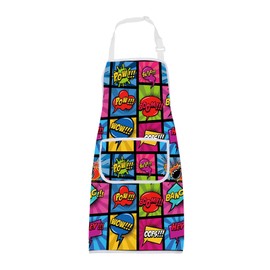 CMNIM Comic Apron Comic Book Cooking Apron for Men Women with Pockets Comic Book Lover Gifts Cartoon Comic Kitchen Home Apron (Comic Apron)