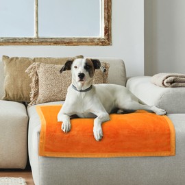 PiccoCasa Dog Blanket Washable, Fleece Puppy Blankets Soft and Warm for Pets Flannel Bed Cover Orange 60cm x 80cm