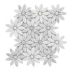 Tenedos Daisy Flower 10"x12" Italian White Gray Carrara with Marble