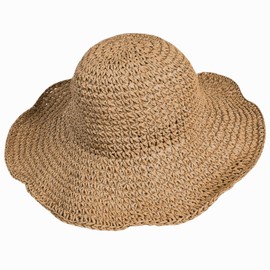 Womens Floppy Straw Sun Hat Foldable Wide Brim Summer Beach Hats Packable Roll Up Crochet Bucket Hat Sun Protection (Khaki A)