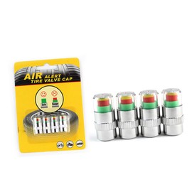 Vaguelly 4pcs Tire Pressure Monitor Valve Stem Caps Color-Coded Pressure Indicator Easy Install Warning Caps for Suvs Cars and Bikes