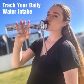 OLDLEY Water Bottles, 32oz Motivational Sports Water Bottle with Time Marker - Times to Drink - Tritan, BPA Free, Wide Mouth Leakproof, Clear (1 Pack)