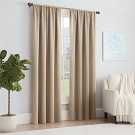 ECLIPSE Solid Thermapanel Single Window Curtain Panel, 54 in x 54 in, Taupe