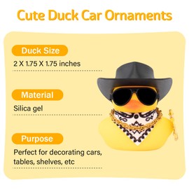 wonuu Car Rubber Cowboy Duck,Duck Ornament Cool Car Accessories Duck Car Dashboard Decoration Special Prop Necklace, SKS