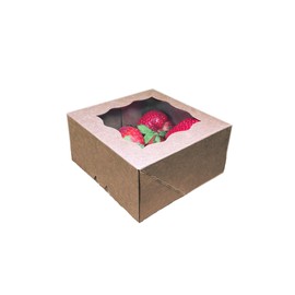 Lime38 Pack of 10-5x5x2.5 Natural Brown Pop Up Bakery Boxes with Window Durable Packaging for Displaying Cakes, Pies, Cookies, and More