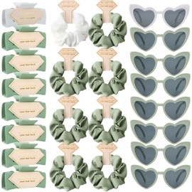 Bridesmaid Scrunchies Proposal Gifts square 4.1inch Bachelorette Accessories Hair Claws Clips Girls heart sunglasses gift Wedding Bachelorette Party Favors Decorations(White&Sage Green)
