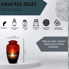 Forever URNS Adult Cremation Funeral Urn with Ocean Love Theme for Human Ashes of Female & Male | 200 cu in | Large | Multicolor | Completely Handcrafted with Velvet Protection Bag