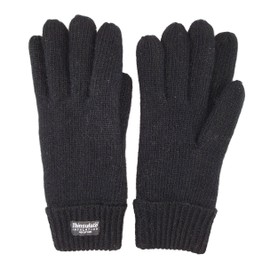 BRUCERIVER Ladie's Wool Knit Gloves with Thinsulate Lining Size M (Black)