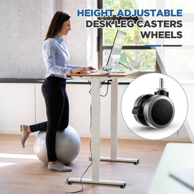 Cinnvoice 12 Pcs 2 Inch M8 Threaded Caster Office Chair