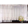 Straight lace curtain for bay window pinstripe pastel orange width