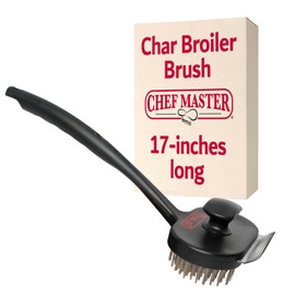 Chef-Master 90051 Char-Broiler BBQ Grill Brush | Extra Long 17-Inch Handle | Durable Wire Bristles | Extra Grip Dual Handles | BBQ Brush for Grill Cleaning