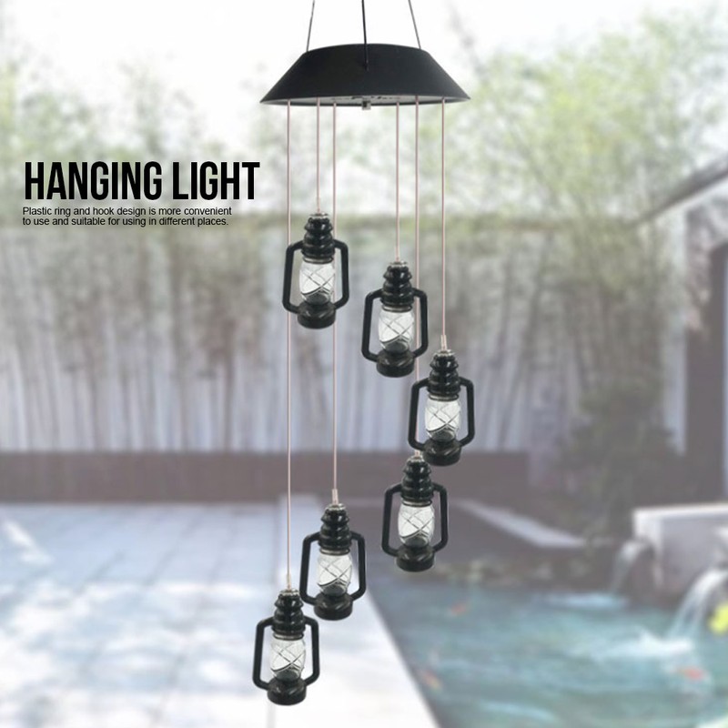 Solar LED Colorful Beautiful Wind Chime Light Lamp Christmas Garden