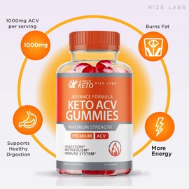 rize labs - 6 Pack Keto Advanced Formula ACV Gummies (Pack of 5) (300 Gummies)