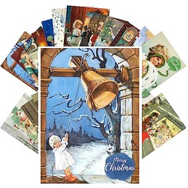 PIXILUV Vintage Postcards (24 pcs 4"x6" each) Festive Fun at Amazing Parties Vintage Christmas Postcards Retro Greeting Card Poster Reprint