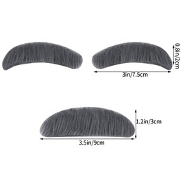 Lystaii 2 Sets Old Man Eyebrow and Mustache Set, Old Man Costume Bushy Stick On Fake Eyebrows and Moustache Kit for Old Man Dress Up, Grandpa Costume Accessories for Men, Women
