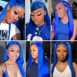 Blue Human Hair Bundles - Pure Dark Straight 16 18 20 Inch 3 Bundles