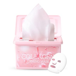 tenzero Daily Collagen Firming Mask, Hydrating & Firming Facial Mask, Skin Elasticity Enhancement with Collagen and Microbiome, Plant-based Cellulose Mask, For Daily Use, Korean Skincare, 30 Sheets