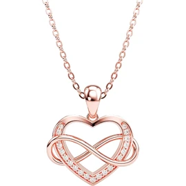 Collar para Mujer Corazón Infinito Plata 925 con Baño de Oro Rosa de 18k y Zirconia Cúbica – Collares para Mujer Elegantes, Dije de Corazón Ideal para Regalos 14 de Febrero, Aniversarios, Mamá, Novia